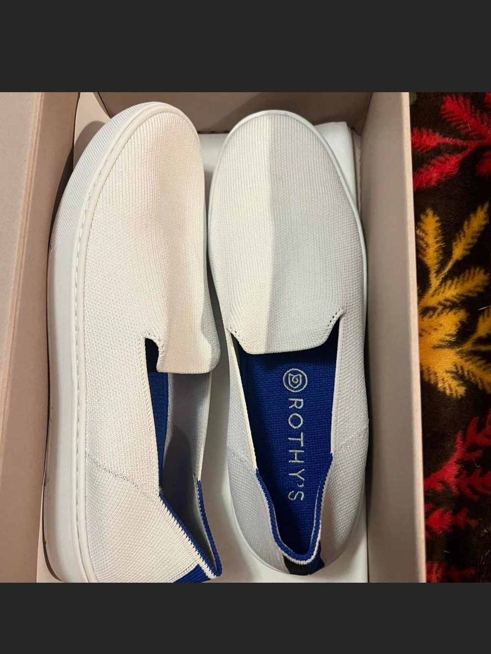 Rothy's Women's Slip-On Loafers in White with Blue Insole-Sz 10